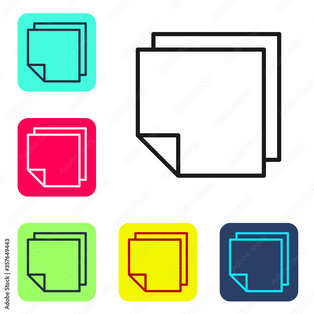 Poster black line post note stickers icon isolated on white background. sticky tapes with space for text or