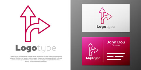 Logotype line Road traffic sign. Signpost icon isolated on white background. Pointer symbol. Isolated street information sign. Direction sign. Logo design template element. Vector Illustration. © Kostiantyn