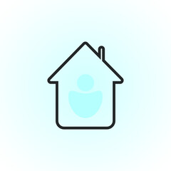people icon in house flat style, vector illustration
