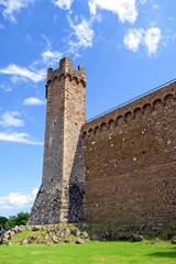 Fototapeta na wymiar external view of the medieval fortress of Montalcino in Siena, Tuscany in Italy. The Sienese town is known for the production of the famous Brunello di Montalcino wine