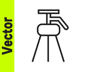 Black line Tripod icon isolated on white background. Vector Illustration.