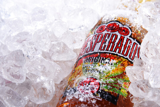 Bottles of Desperados beer in crushed ice