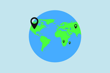 globe with location icon on a white background
