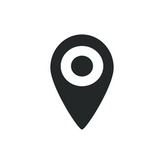 location pointer icon black color emblem. logo, map vector illustration

