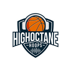 basketball with music logo template vector