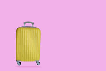 Suitcase with luggage for flight isolated on  background with clipping path