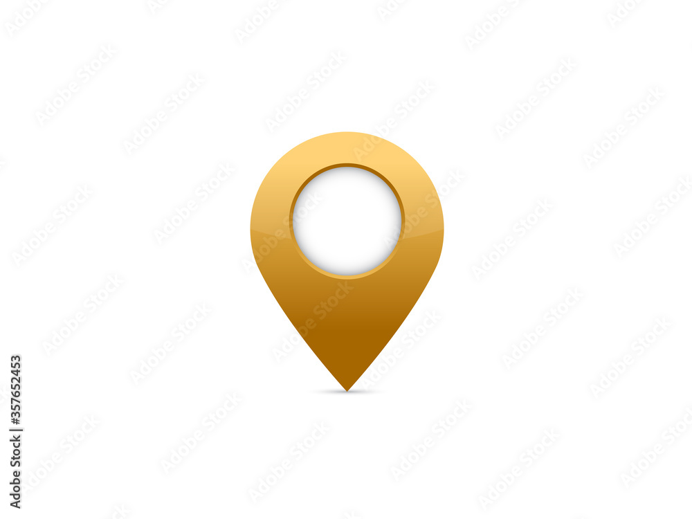 Poster golden pin for maps and navigation systems to mark current location. icon design. vector illustratio