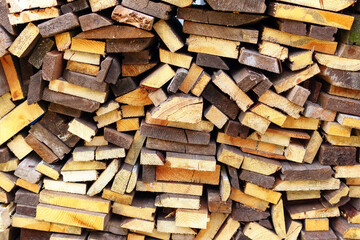 Textured of dry chopped logs for wallpaper, Natural wood background for design template.