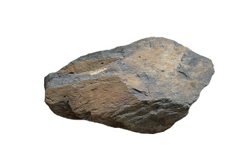 Raw of basalt rock isolated on a white background. Basalt is an extrusive igneous rock.