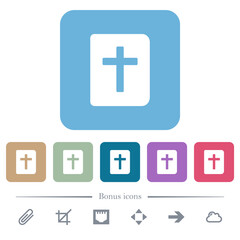 Fototapeta premium Holy bible flat icons on color rounded square backgrounds