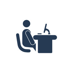 Office worker, working, desk icon vector