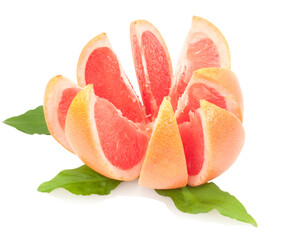 sliced grapefruit isolated on white background