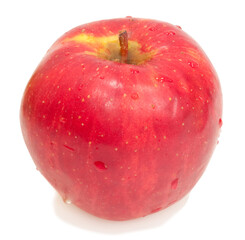 red apple with drops of water isolated on white background