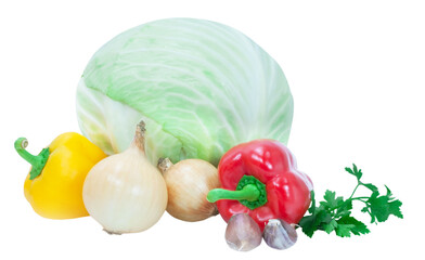 fresh vegetables isolated on white background