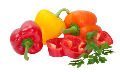 fresh peppers isolated on white background