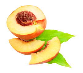 sliced nectarine isolated on white background