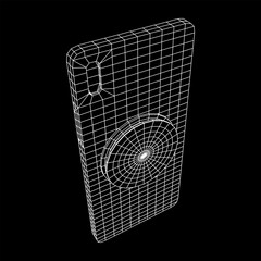 Smartphone Cellphone Pop Socket Holder. Wireframe low poly mesh vector illustration.