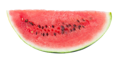 part of watermelon with seeds isolated on white background