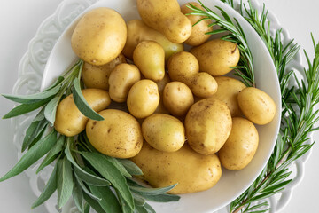 Biological new potatoes. Healthy ingredients for homemade cooking