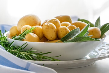 Biological new potatoes. Healthy ingredients for homemade cooking