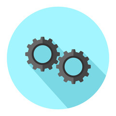 Gear Icon Cogwheel Spinning Technology - Flat Icon Long Shadow Vector Illustration.