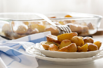 Traditional baked potatoes. Healthy homemade cooking