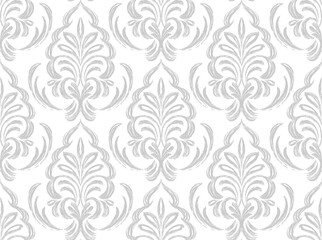Fototapeta na wymiar Damask seamless pattern element. Vector classical luxury old fashioned damask ornament, royal victorian seamless texture for wallpapers, textile, wrapping. Vintage exquisite floral baroque template.