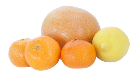 tangerine lemon and grapefruit isolated on white background