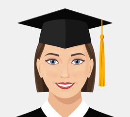 Smiling young woman with graduation cap