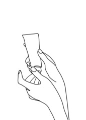 continuous line drawing, of cosmetics on hand vector illustration.
