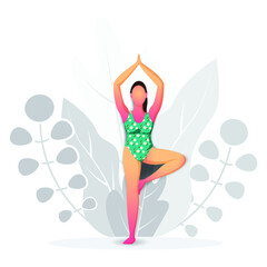 yoga pose vector, outdoor yoga girl