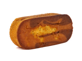 Ready-made sponge cake bar isolated on white