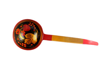 painted wooden spoon on white background