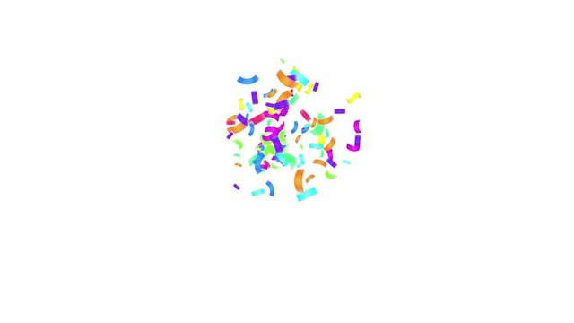 Colorful 3D blast of confetti falling with alpha channel