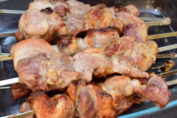 pork kebab meat close up