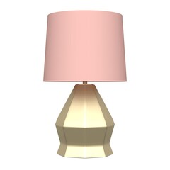 Modern golden with pink table lamp on a white background. 3d rendering