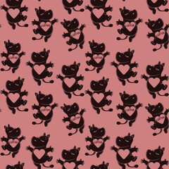 Cute Hippo pattern. Vector cartoon seamless background for kids.