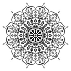Mandala. Black and white vector pattern as a design element. Vector pattern for tattooing, henna drawing, coloring. Oriental ornament for placing on fabric, glass, paper.