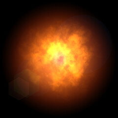 A digital 3d illustration of alarge ball of gas or exploding fire.