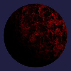 A 3d digital illustration of a red planet.