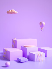 Creative drawing of 3D simulation scene product stand