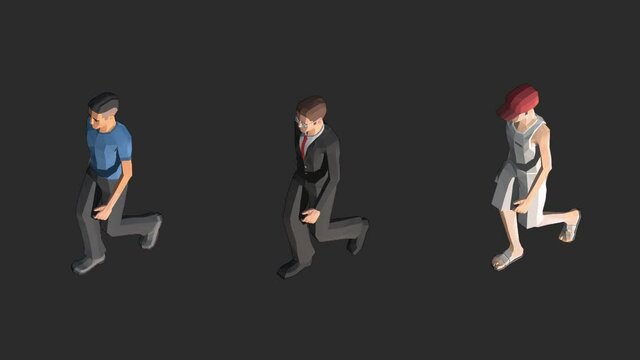 Character Man walking animation with Alpha Channel isometric