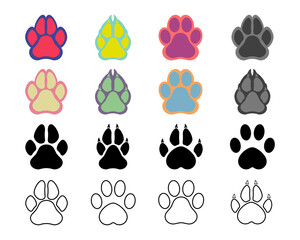 Fototapeta premium Footprints of animals. Imprint of a tiger's, trace of the cat. Paw of an animal, canine lion, traces of dog paws.