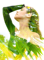 Surreal creative double exposure portrait