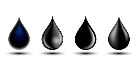 Set of different black drop, vector illustration