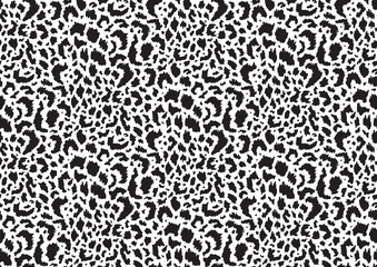 Abstract styled animal skin leopard seamless pattern design. Jaguar, leopard, cheetah, panther fur. Black and white seamless
