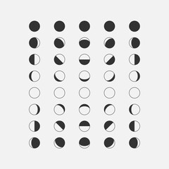 Moon phases icons in different parts of the world.