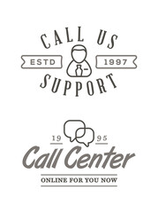Set of Support Contact Center Service Elements and Assistance Support can be used as Logo or Icon. Vector.