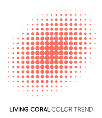 Coral Trendy Color Circle in Halftone, Halftone Dot Pattern, Vector Illustration.