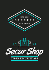 Cyber security Colorful sign or banner with icon flat design, application. Encryption, operational. Vector. Minimal.